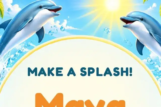 Editable Dolphin Birthday Invitation, invitation design preview