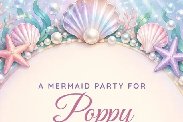 Editable Mermaid Birthday Invitation, invitation design preview