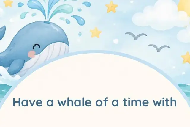 Whale First Birthday Invitation, invitation design preview