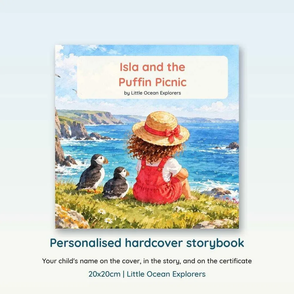 Personalised puffin book hero showing the personalised cover and band-style detail