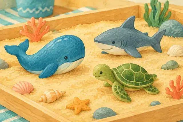 Sea animal toys that get played with for more than a week